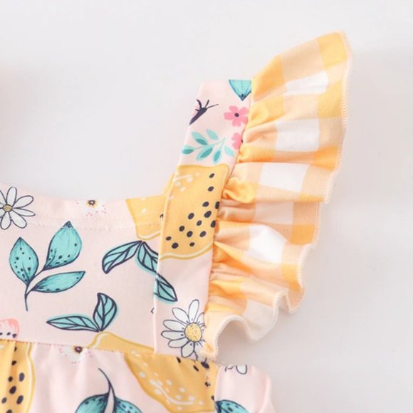 Boutique Lemon Citrus Girls Sleeveless Ruffle Dress - Picture 2 of 6